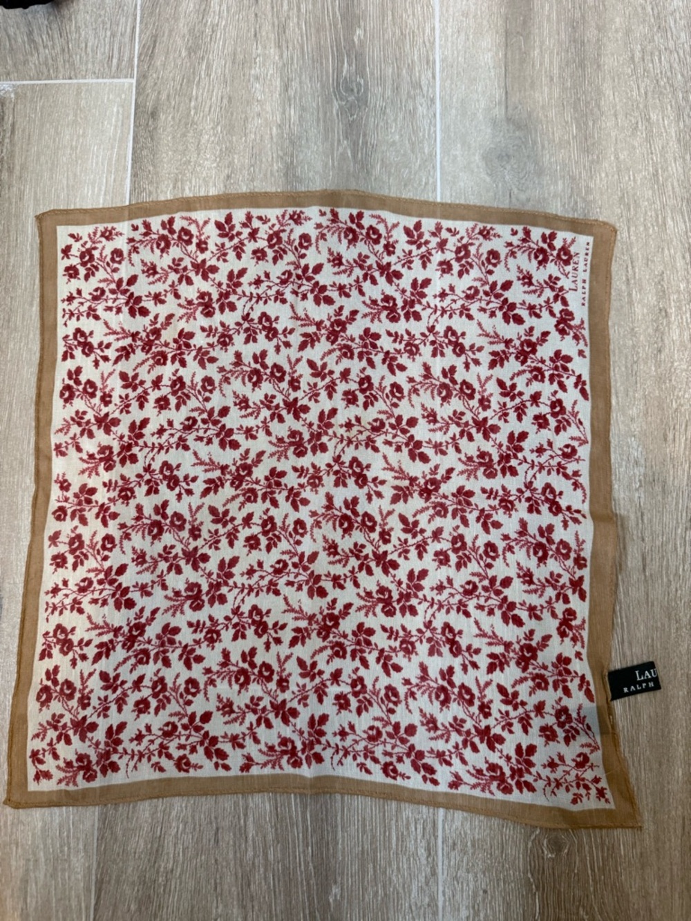 Lauren Ralph Lauren Toile Floral Red & Cream Silk Square Scarf